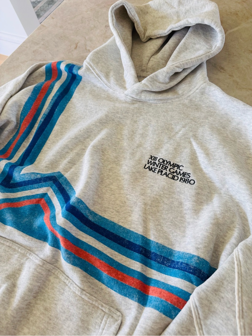 Olympic Heritage Lake Placid 1980 Hoodie XL Gray Fleece Graphic Pullover
